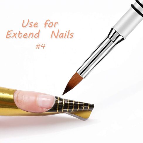 Accmor 3D Nail Art Brush for Acrylic Powder, Kolinsky Acrylic Nail Brush, Silver Metal with Non-Slip Handle (Size # 2) in Saudi Arabia