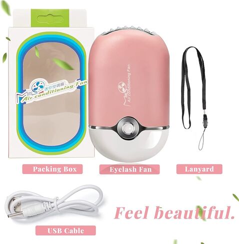 GreenLife® USB Rechargeable Portable Mini Fan Cooling Fan Bladeless Handheld Eyelash dryer Mini Handheld Fan Air Conditioning Blower for Eyelash Extension (Blue) in Kuwait