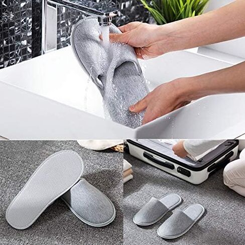 Rocutus 2 Pair Disposable Slippers,Disposable Slippers Bulk Guest Slippers,Travel Portable Polyester-cotton Slippers Home Interior Slippers Hotel Special Anti-skid Shoes Cotton Trailer in Kuwait