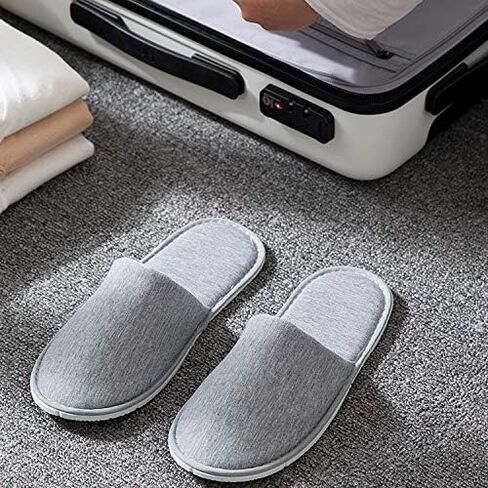 Rocutus 2 Pair Disposable Slippers,Disposable Slippers Bulk Guest Slippers,Travel Portable Polyester-cotton Slippers Home Interior Slippers Hotel Special Anti-skid Shoes Cotton Trailer in Kuwait