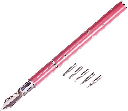 1 Piece Embossing Stylus Set with 5 Pieces Replacement Head Diamond Crystal Dotting Fountain Pen Tracing Dotting Tool Stylus Embossing Tools for Paper Art Dotting Tools for Nail Art (Pink) in Saudi Arabia