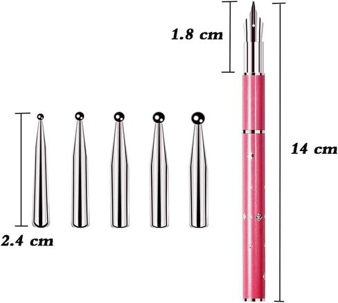 1 Piece Embossing Stylus Set with 5 Pieces Replacement Head Diamond Crystal Dotting Fountain Pen Tracing Dotting Tool Stylus Embossing Tools for Paper Art Dotting Tools for Nail Art (Pink) in Saudi Arabia
