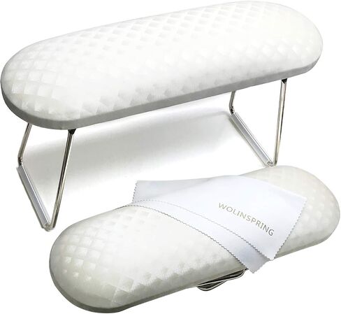 Nail Arm Rest, Hand Rest for Nail Microfiber Soft Leather Manicure Nail Rest with Non-Slip, WOLINSPRING Professional Hand Pillow Cushion Table Desk Station for Nail Techs Use (White) in Kuwait