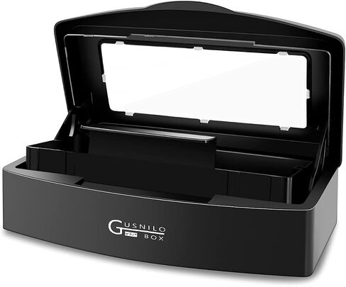 Gusnilo Nail Tool Sterilizer Box Plastic Disinfectant Container Barbicide Disinfectant Tray for Nail Tools, Tweezers, Hair Salon, Spa and Trimmer Manicure Equipment (Clear Lid, black) in Saudi Arabia