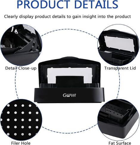 Gusnilo Nail Tool Sterilizer Box Plastic Disinfectant Container Barbicide Disinfectant Tray for Nail Tools, Tweezers, Hair Salon, Spa and Trimmer Manicure Equipment (Clear Lid, black) in Saudi Arabia