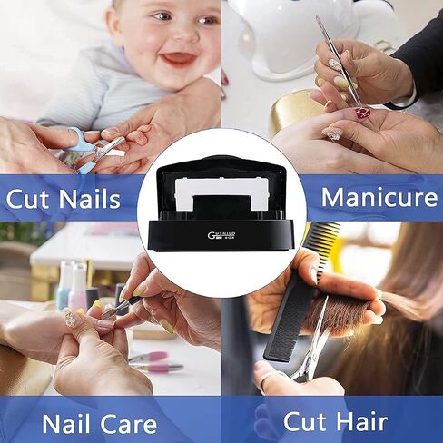 Gusnilo Nail Tool Sterilizer Box Plastic Disinfectant Container Barbicide Disinfectant Tray for Nail Tools, Tweezers, Hair Salon, Spa and Trimmer Manicure Equipment (Clear Lid, black) in Saudi Arabia