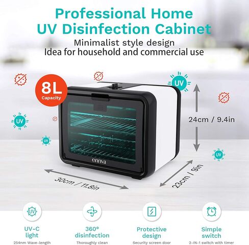 صندوق مطهر بالأشعة فوق البنفسجية كبير من ENNVA - صندوق معقم بالأشعة فوق البنفسجية البسيط - صندوق مطهر بالأشعة فوق البنفسجية بسعة كبيرة - خزانة تطهير بالأشعة فوق البنفسجية لتعقيم الهاتف والألعاب والمناشف وأداة صالون الأظافر in Kuwait