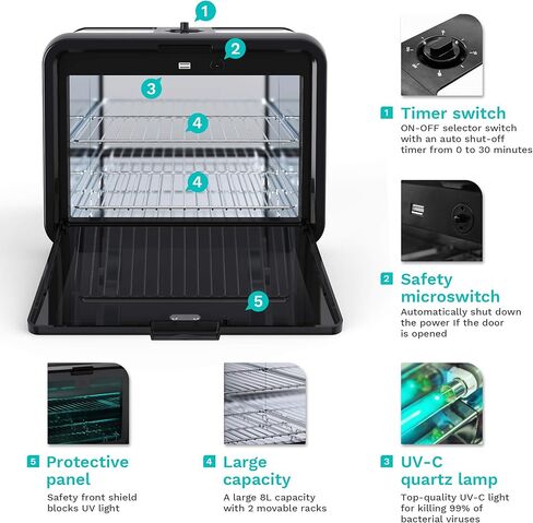 صندوق مطهر بالأشعة فوق البنفسجية كبير من ENNVA - صندوق معقم بالأشعة فوق البنفسجية البسيط - صندوق مطهر بالأشعة فوق البنفسجية بسعة كبيرة - خزانة تطهير بالأشعة فوق البنفسجية لتعقيم الهاتف والألعاب والمناشف وأداة صالون الأظافر in Kuwait
