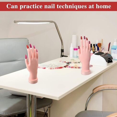 Nail Art Training Practice Hand Bendable Silicone Fake Hand and 500 Pieces White False Nails for Nail Art Training Display (Transparent Nails) in Saudi Arabia