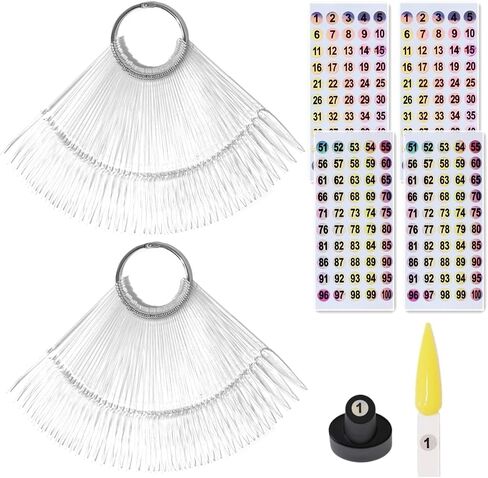 50pcs Nail Swatch Sticks with Number Stickers Nail Color Display Stiletto Tips Clear Nail Sample Sticks with Ring Practice Nail Tips Nail Supplies for Nail Techs Professional Nail Salon in Saudi Arabia
