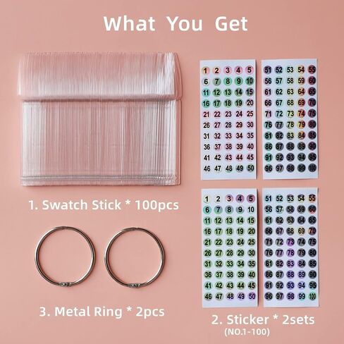50pcs Nail Swatch Sticks with Number Stickers Nail Color Display Stiletto Tips Clear Nail Sample Sticks with Ring Practice Nail Tips Nail Supplies for Nail Techs Professional Nail Salon in Saudi Arabia