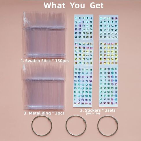 50pcs Nail Swatch Sticks with Number Stickers Nail Color Display Stiletto Tips Clear Nail Sample Sticks with Ring Practice Nail Tips Nail Supplies for Nail Techs Professional Nail Salon in Saudi Arabia