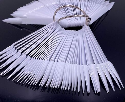 مجموعتان من 100 طرف من البلاستيك على شكل مروحة، نصائح فنية للأظافر، عرض لوحة تلميع، أعواد ممارسة مع حامل حلقة معدنية مقسمة (لون شفاف) in Kuwait