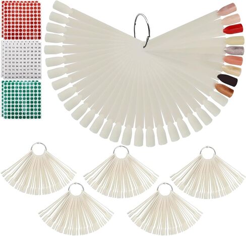 300 Pcs Nail Swatch Sticks with Number Stickers, Black Fan-shaped Nail Polish Color Sample Sticks Display, Practice Nails Sticks with Ring for Board Home DIY in Saudi Arabia