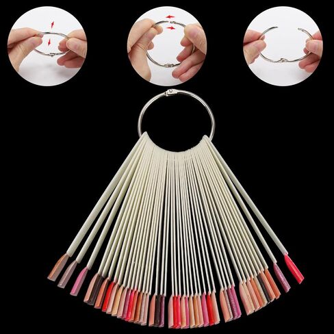 300 Pcs Nail Swatch Sticks with Number Stickers, Black Fan-shaped Nail Polish Color Sample Sticks Display, Practice Nails Sticks with Ring for Board Home DIY in Saudi Arabia