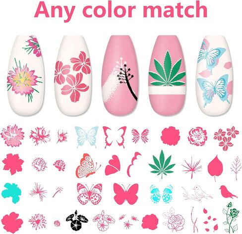 AddFavor Nail Stamper Kit 6pcs Nail Stamping Plate Flower Butterfly Fish Shell Leaves Geometry Image Template Stamper Plate with Clear Silicone Nail Stamper and Scraper Manicure Stencils Tools in Saudi Arabia