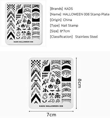 KADS Nail Template Halloween Horrifying Pattern Pumpkin Lantern Skull Ghost Blood Bat Spider (HA007) in Kuwait