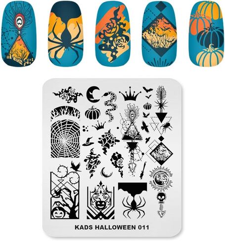 KADS Nail Template Halloween Horrifying Pattern Pumpkin Lantern Skull Ghost Blood Bat Spider (HA007) in Kuwait