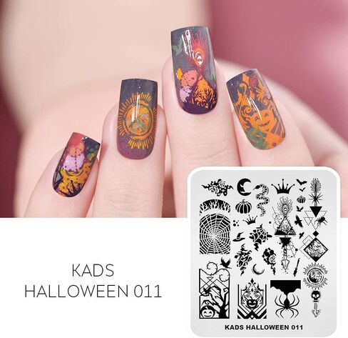 KADS Nail Template Halloween Horrifying Pattern Pumpkin Lantern Skull Ghost Blood Bat Spider (HA007) in Kuwait