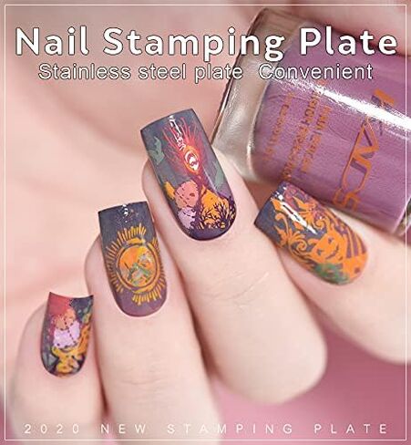 KADS Nail Template Halloween Horrifying Pattern Pumpkin Lantern Skull Ghost Blood Bat Spider (HA007) in Kuwait
