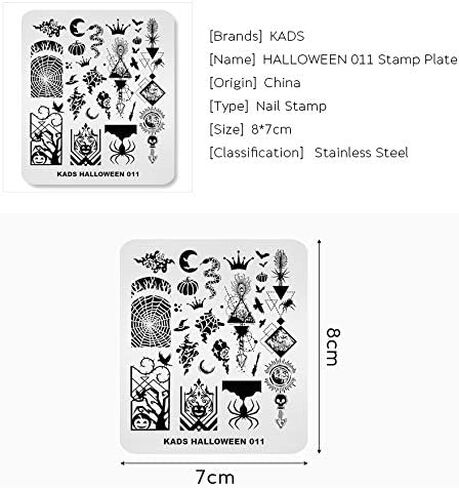 KADS Nail Template Halloween Horrifying Pattern Pumpkin Lantern Skull Ghost Blood Bat Spider (HA007) in Kuwait