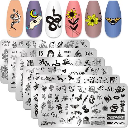 DANNEASY 6 Pieces Independence Day Nail Stamping Plate 4th of July Nails Design Nail Stamps Nail Stencils Stamping Plates for Nails Manicure Template Nail Art Tools DIY Nails Accessories in Kuwait