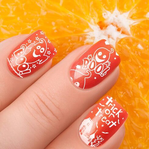 Whaline 4 Pieces Halloween Nail Art Plates Image Stamp Templates Stamping Kit DIY Print Manicure Salon Design in Saudi Arabia