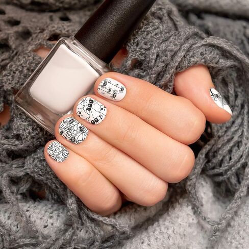 Whaline 4 Pieces Halloween Nail Art Plates Image Stamp Templates Stamping Kit DIY Print Manicure Salon Design in Saudi Arabia