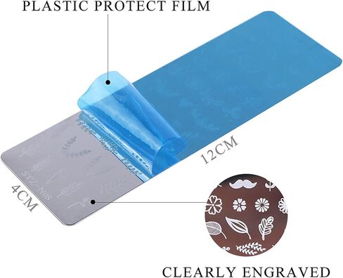 مجموعة لوحات ختم الاظافر مكونة من 6 قطع + 1 ختم + 1 مكشطة فراشة وزهرة وريش وزهور القيقب والورود وقالب لوحة اظافر للنساء بتصميم كلاسيكي عصري in Kuwait