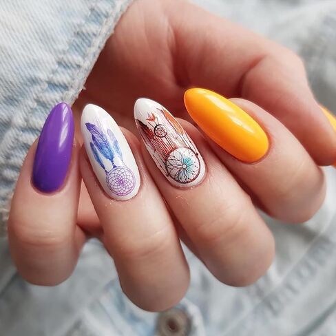 مجموعة لوحات ختم الاظافر مكونة من 6 قطع + 1 ختم + 1 مكشطة فراشة وزهرة وريش وزهور القيقب والورود وقالب لوحة اظافر للنساء بتصميم كلاسيكي عصري in Kuwait