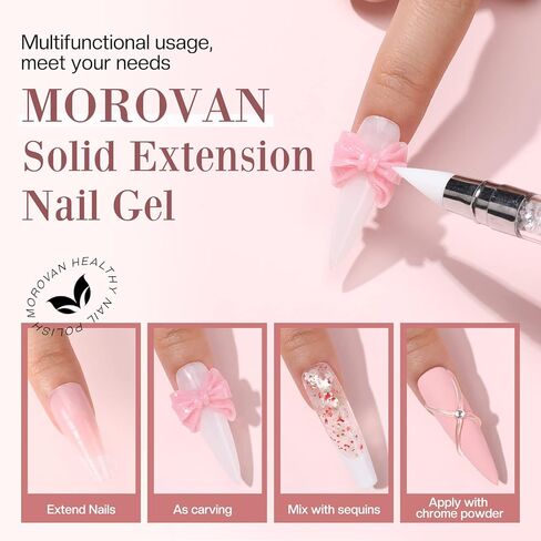 مجموعة جل أظافر مورفان الصلبة - 5 ألوان جل صلب للأظافر، جل بناء جل صلب غير لزج، مجموعة وصلات أظافر هلامية مع قلم قالب سيليكون ثلاثي الأبعاد لنحت الأظافر في صالونات التجميل للاستخدام المنزلي in Kuwait