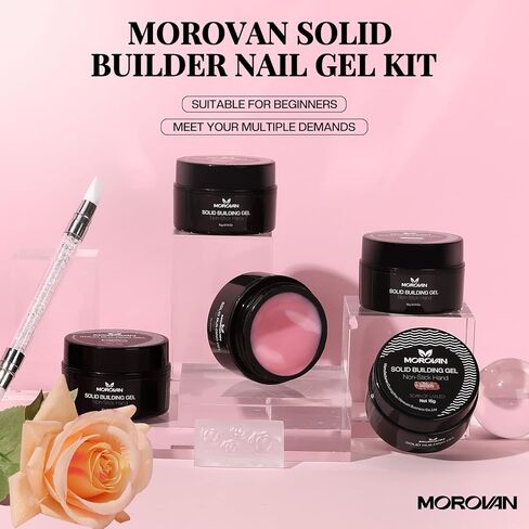 مجموعة جل أظافر مورفان الصلبة - 5 ألوان جل صلب للأظافر، جل بناء جل صلب غير لزج، مجموعة وصلات أظافر هلامية مع قلم قالب سيليكون ثلاثي الأبعاد لنحت الأظافر في صالونات التجميل للاستخدام المنزلي in Kuwait