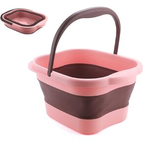 Collapsible Foot Spa Bath Soaking Tub for Girls Women, Inflatable Feet Soak Basin Bucket with Handle and Feet Massaging Acupoint, Pink in Saudi Arabia