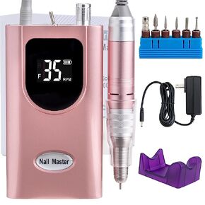 Delanie Professional Nail Drill Machine 35000 RPM, Portable Nail Drill for Acrylic Nail Gel Nail, Rechargeable Electric Nail File Efile Nail Drill, Home and Salon Use Nail Tool (Black)
