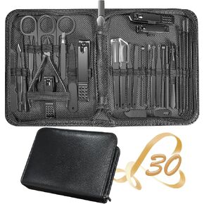 Manicure Set 30 in 1 Nail Clipper set,RedFlow Nail Clippers,Fingernail & Toenail Clippers,Manicure Tools,Pedicure Tools,Suitable for Travel Manicure Kit (A-Black) in Kuwait