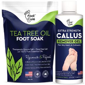 Callus Remover for Feet with Extra Strength Gel & Foot Pumice Stone Set - Easy Way to Remove Hard Calluses & Dead Skin Build-Up - Professional at-Home Foot Care for Men & Women - Made in The USA