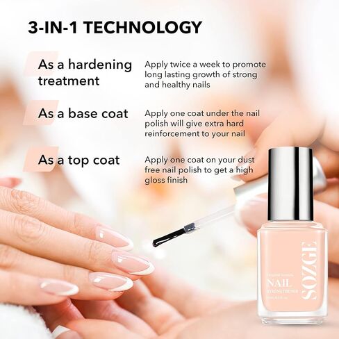 مقوي الأظافر من سوزجي للأظافر الرقيقة والنمو، كريم تقوية الأظافر الصلب مثل الحافر، مقوي الأظافر ومقوي الأظافر للأظافر التالفة والأظافر الضعيفة، علاج نمو وتقوية الأظافر، 0.5 أونصة، عبوة واحدة in Kuwait