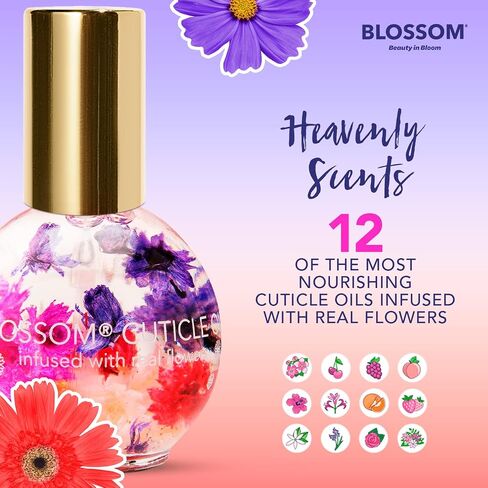 Blossom Hydrating, Moisturizing, Strengthening, Gourmand Scented Cuticle Oil, Infused with Real Flowers, Made in USA, 0.5 fl. oz, Almond Biscotti in Saudi Arabia