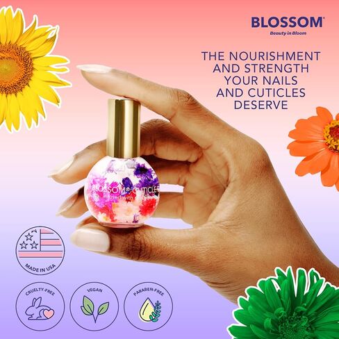 Blossom Hydrating, Moisturizing, Strengthening, Gourmand Scented Cuticle Oil, Infused with Real Flowers, Made in USA, 0.5 fl. oz, Almond Biscotti in Saudi Arabia