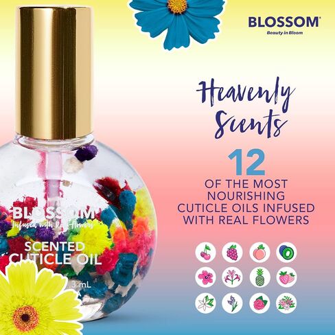 Blossom Hydrating, Moisturizing, Strengthening, Gourmand Scented Cuticle Oil, Infused with Real Flowers, Made in USA, 0.5 fl. oz, Almond Biscotti in Saudi Arabia