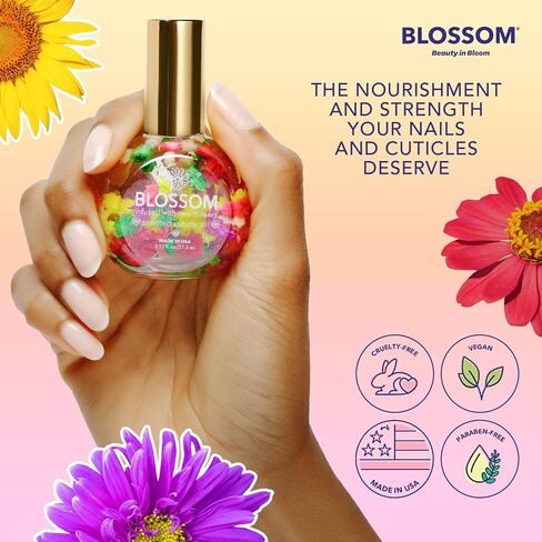 Blossom Hydrating, Moisturizing, Strengthening, Gourmand Scented Cuticle Oil, Infused with Real Flowers, Made in USA, 0.5 fl. oz, Almond Biscotti in Saudi Arabia