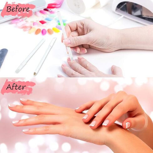 Nail Whitening Pencil 2-in-1 White Nail Pencil DIY Nail Design Manicure with Cuticle Pusher in Saudi Arabia