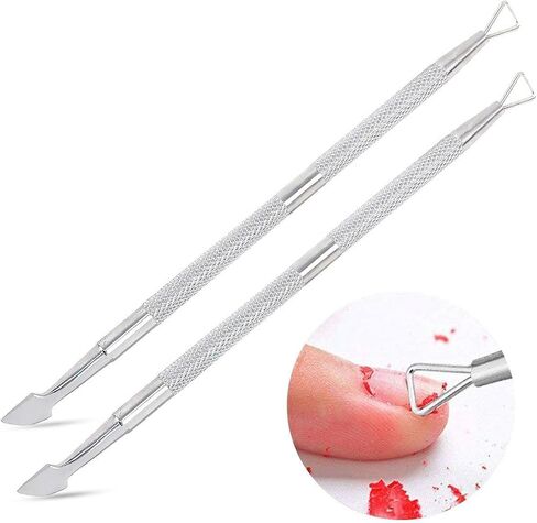 Nail Cuticle Pusher - 2 Pack Stainless Triangle Gel Nail Polish Remover Cuticle Peeler Scraper Remover Tool for Fingernails and Toenails in Saudi Arabia