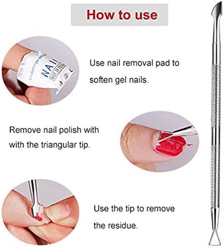 Nail Cuticle Pusher - 2 Pack Stainless Triangle Gel Nail Polish Remover Cuticle Peeler Scraper Remover Tool for Fingernails and Toenails in Saudi Arabia