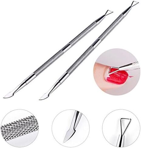 Nail Cuticle Pusher - 2 Pack Stainless Triangle Gel Nail Polish Remover Cuticle Peeler Scraper Remover Tool for Fingernails and Toenails in Saudi Arabia