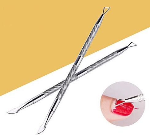 Nail Cuticle Pusher - 2 Pack Stainless Triangle Gel Nail Polish Remover Cuticle Peeler Scraper Remover Tool for Fingernails and Toenails in Saudi Arabia
