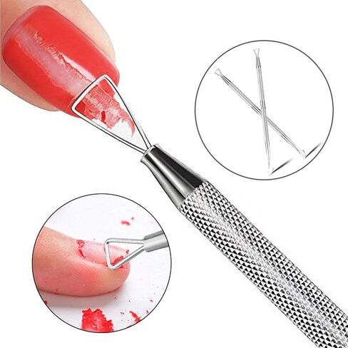 Nail Cuticle Pusher - 2 Pack Stainless Triangle Gel Nail Polish Remover Cuticle Peeler Scraper Remover Tool for Fingernails and Toenails in Saudi Arabia