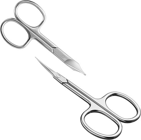 Diesisa Cuticle Scissor Extra Fine Curved, Stainless Manicure Scissors Eyebrow Scissors for Fingernail, Eyebrow, Eyelash, Dry Skin, Nail Scissors Curved For Grooming 2 pack in Kuwait