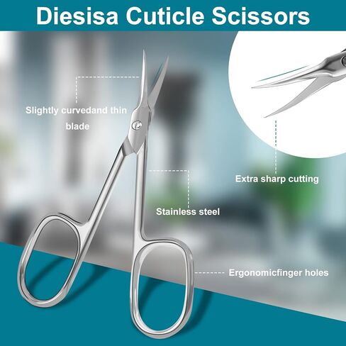 Diesisa Cuticle Scissor Extra Fine Curved, Stainless Manicure Scissors Eyebrow Scissors for Fingernail, Eyebrow, Eyelash, Dry Skin, Nail Scissors Curved For Grooming 2 pack in Kuwait