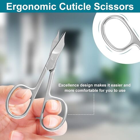 Diesisa Cuticle Scissor Extra Fine Curved, Stainless Manicure Scissors Eyebrow Scissors for Fingernail, Eyebrow, Eyelash, Dry Skin, Nail Scissors Curved For Grooming 2 pack in Kuwait